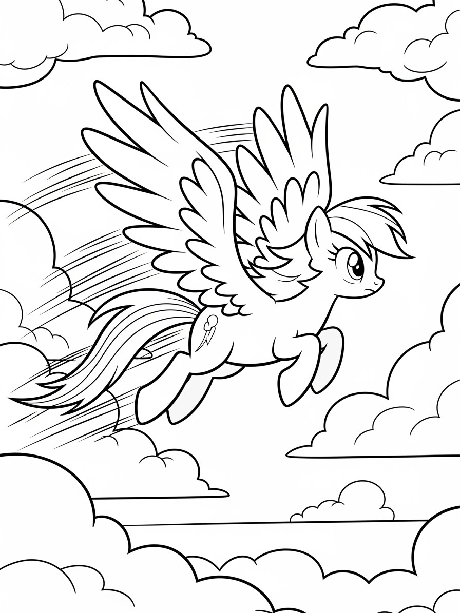 Desenho My Little Pony com a Rainbow Dash para colorir