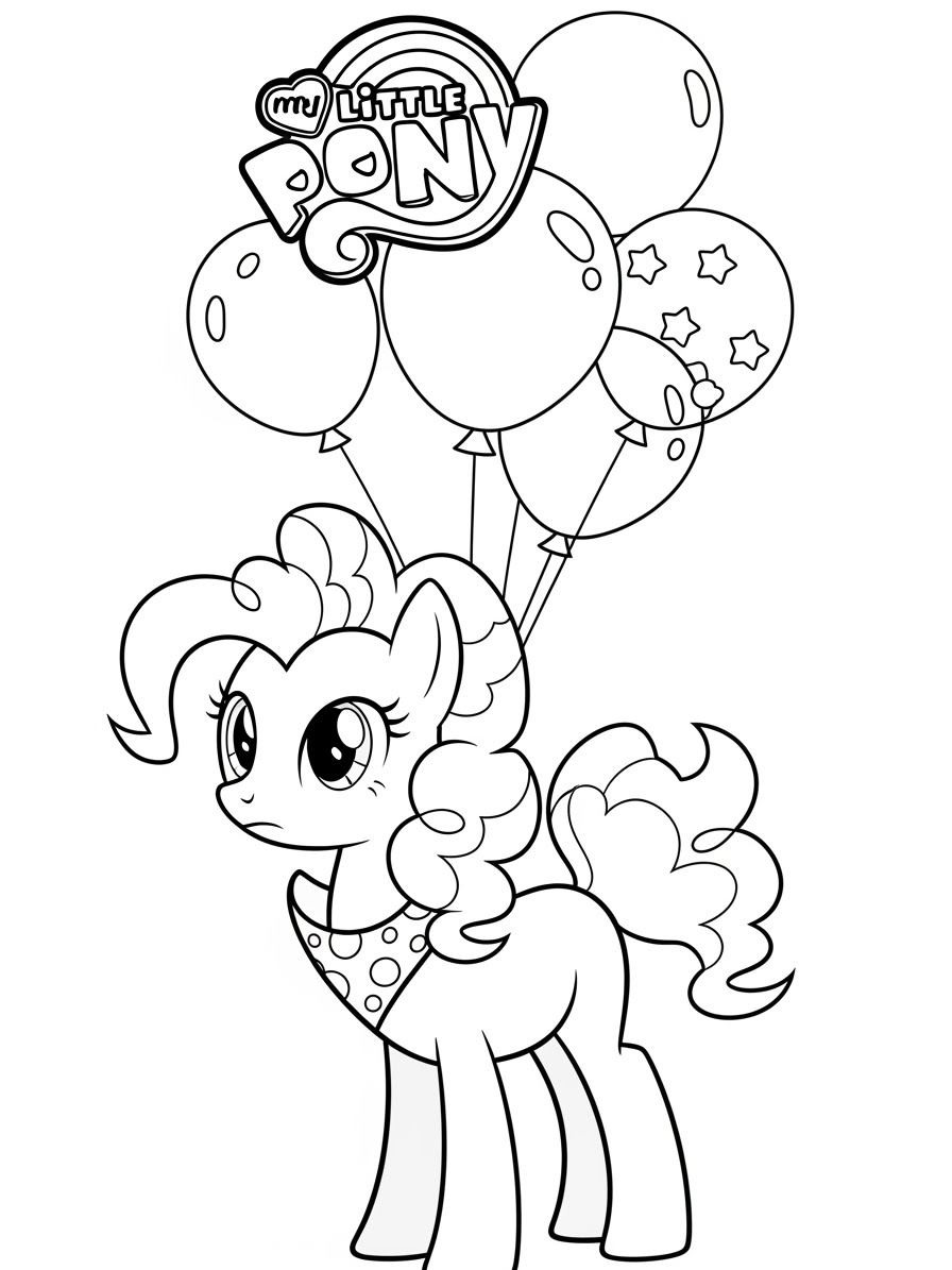 Desenho My Little Pony com a Pinkie Pie e balões para colorir