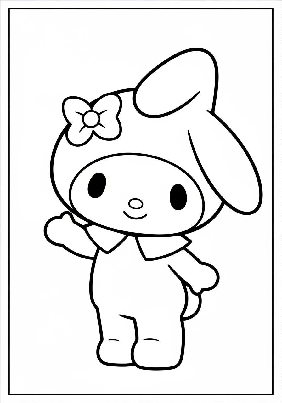 Desenho My Melody sorrindo com orelhas de coelho