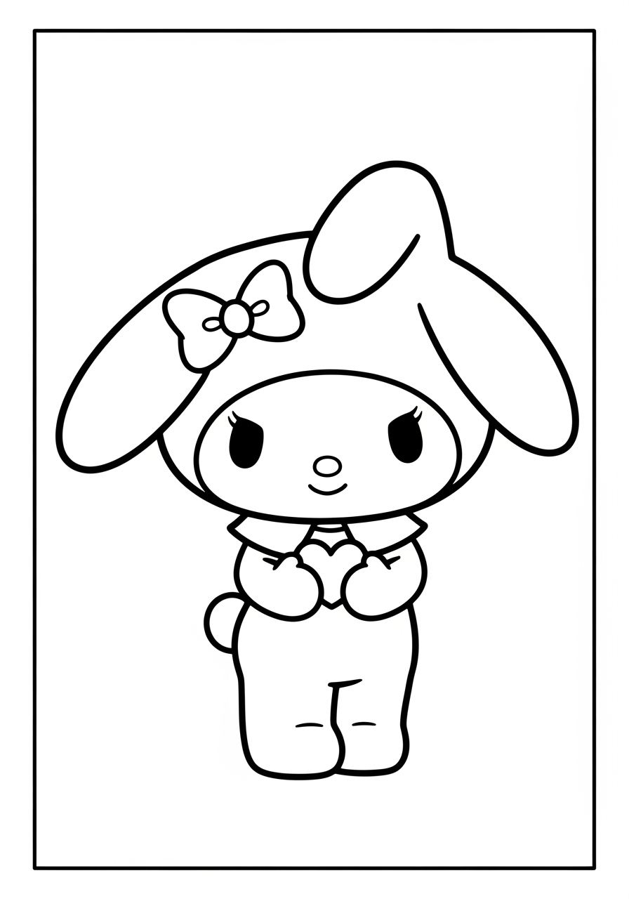 Desenho My Melody com roupinha e laço para colorir