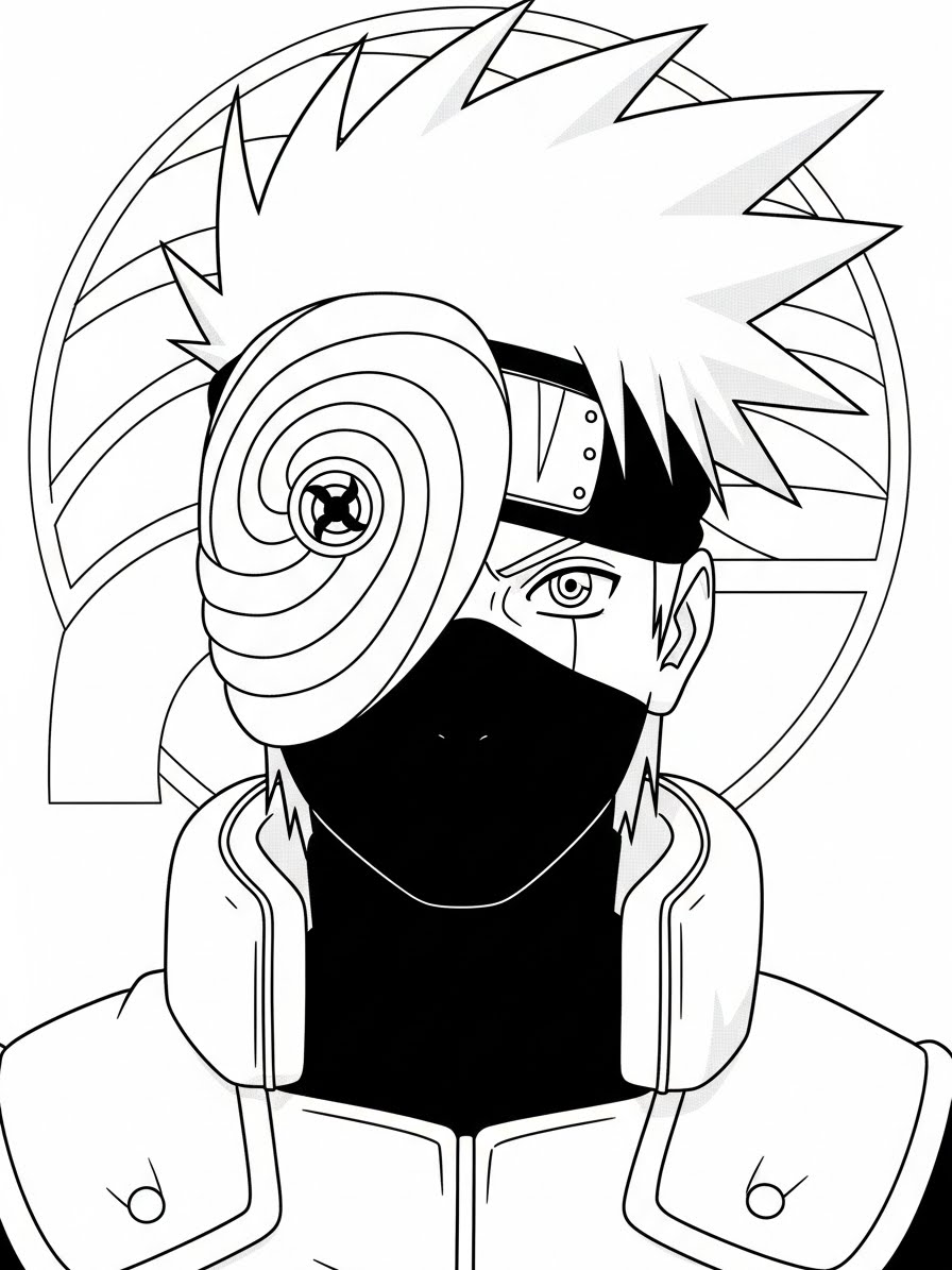 Desenho do Naruto com máscara e olhos para colorir