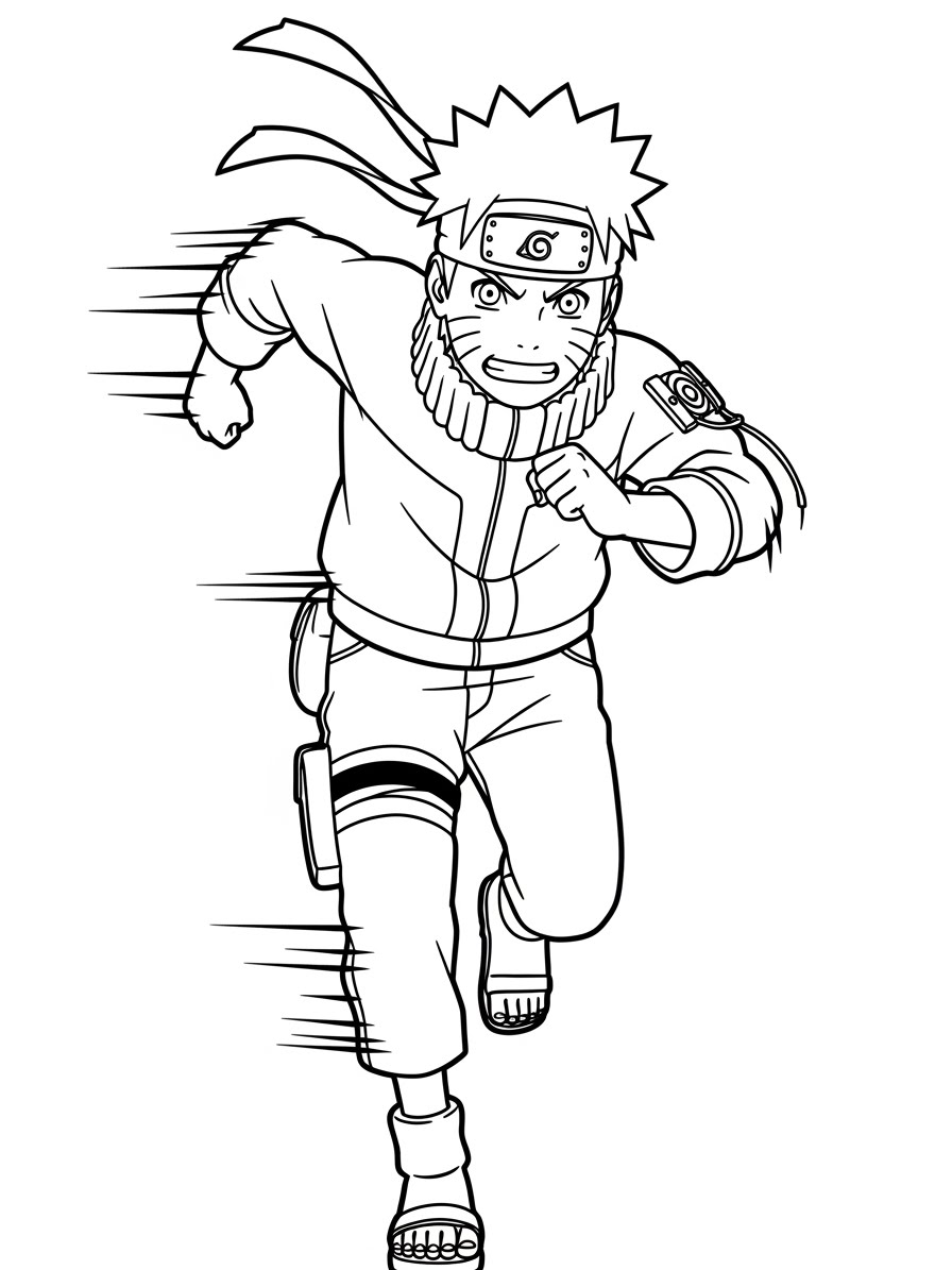 Desenho do Naruto correndo em velocidade para colorir