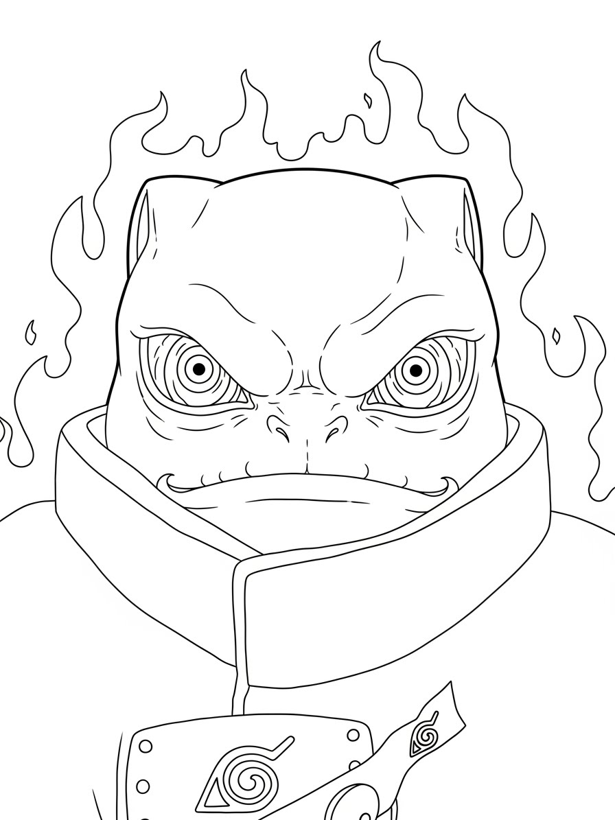 Desenho do Naruto com a aparência de um sapo para colorir