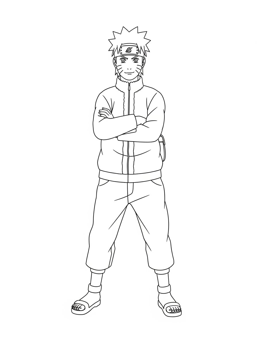 Desenho do Naruto com braços cruzados para colorir