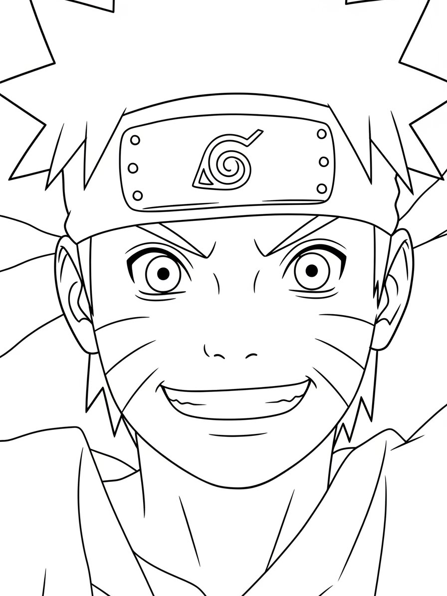 Desenho do Naruto sorrindo com fundo simples para colorir