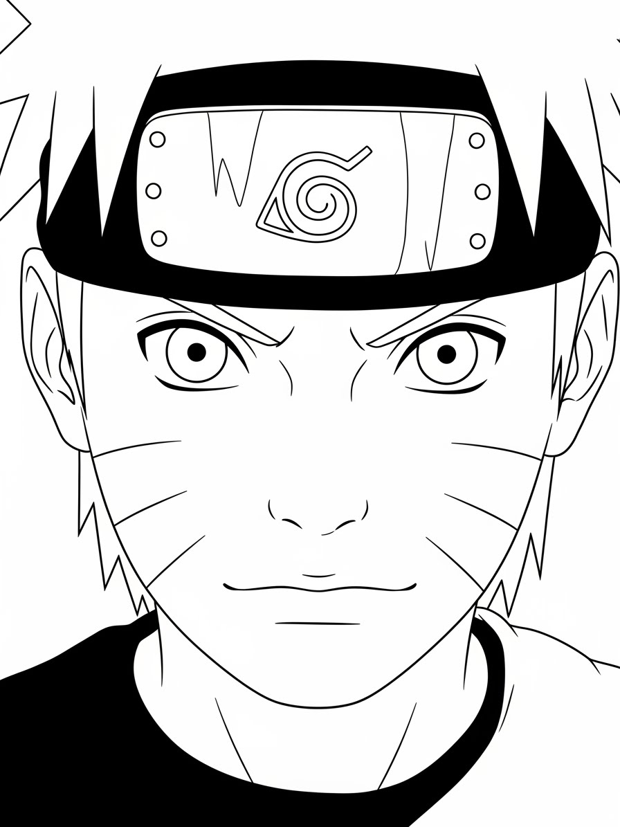 Desenho do Naruto com expressão determinada para colorir