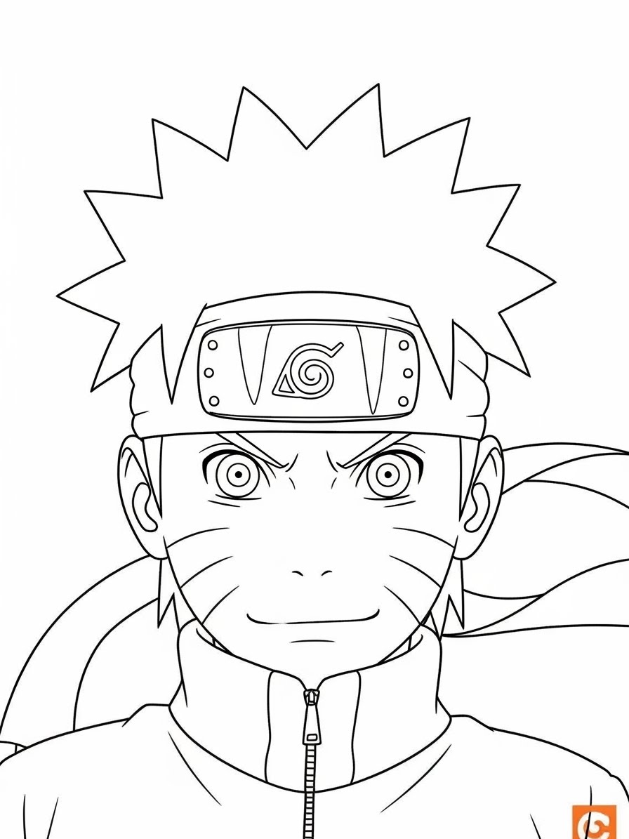 Desenho do Naruto com expressão determinada para colorir