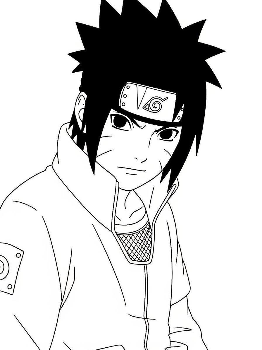 Desenho do Naruto com expressão determinada para colorir