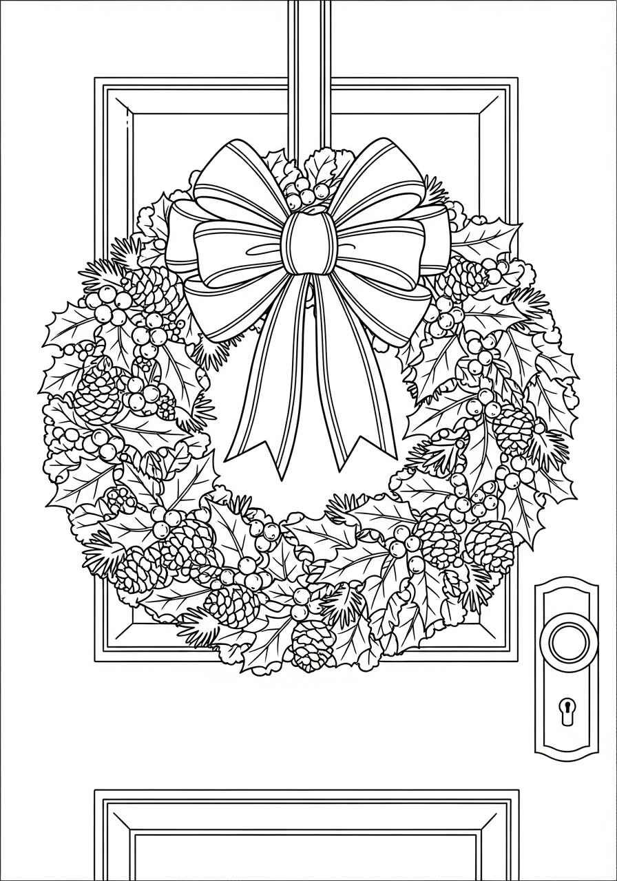 Desenho de Natal com Guirlanda para colorir