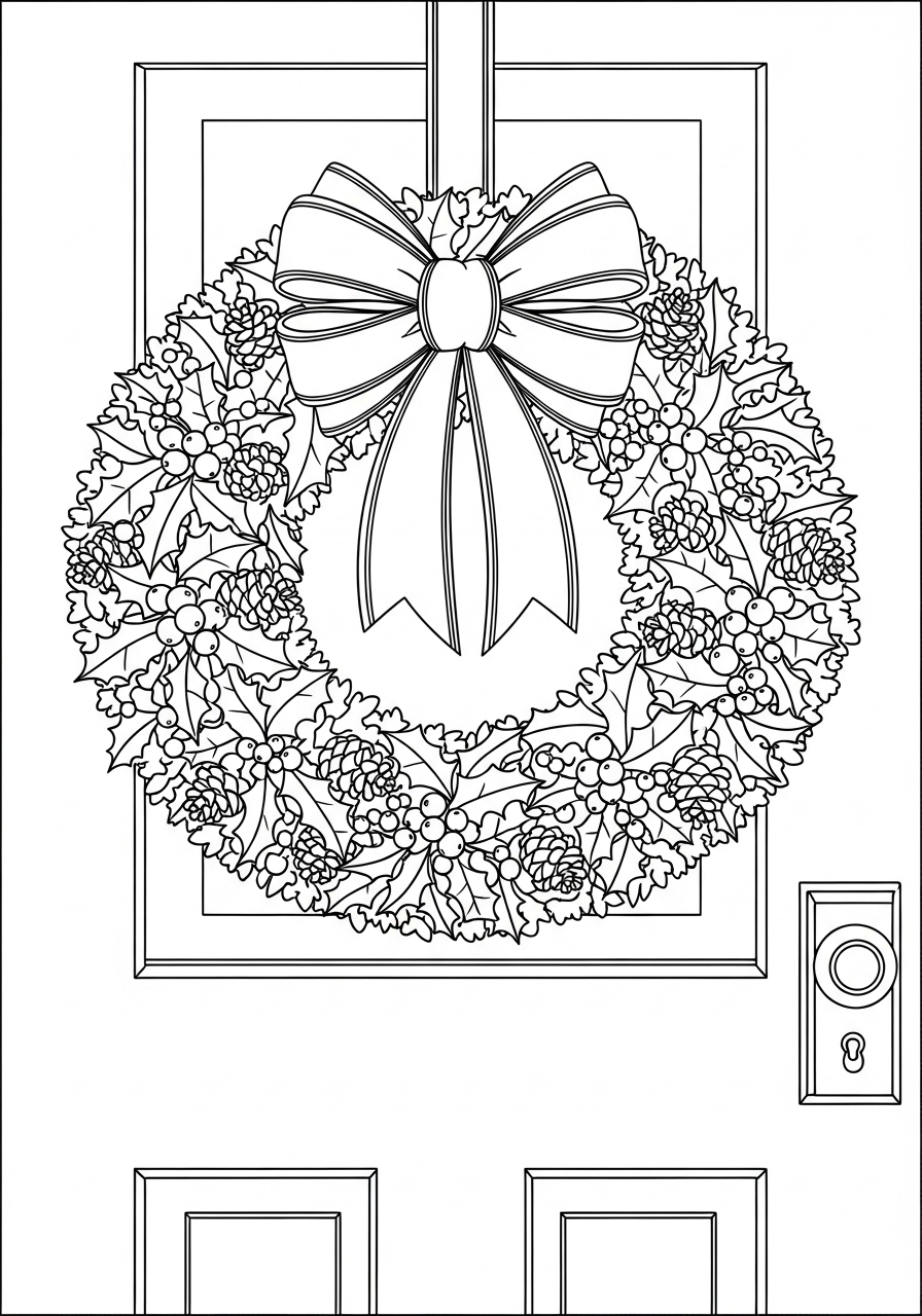 Desenho de Natal com guirlanda para colorir