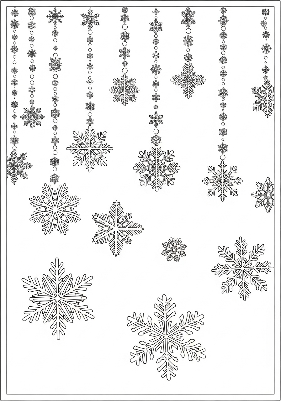 Desenho de Natal com flocos de neve para colorir