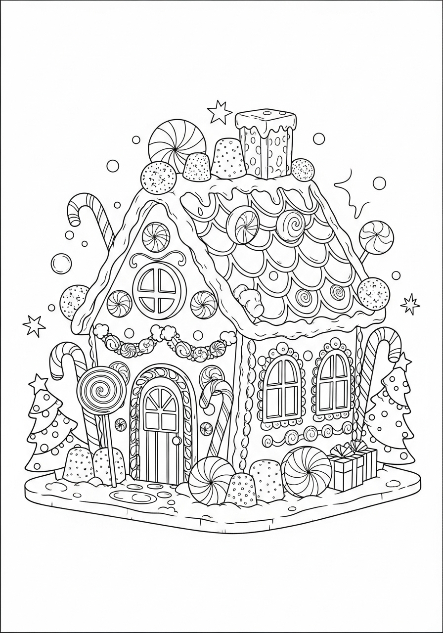 Desenho de Natal de casa de gengibre para colorir