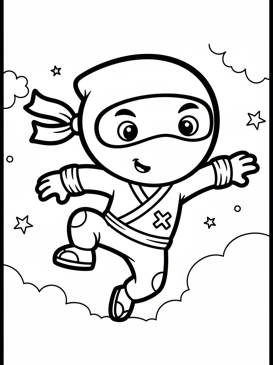 Desenho de Ninja simples para colorir