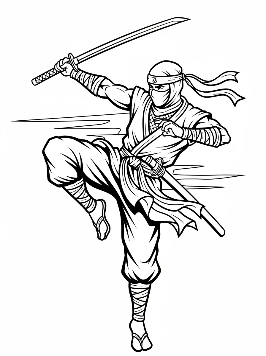 Desenho de Ninja realista para colorir