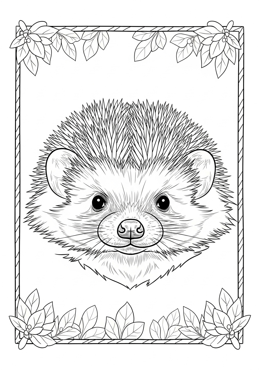 Desenho de Ouriço Realista em contorno para colorir