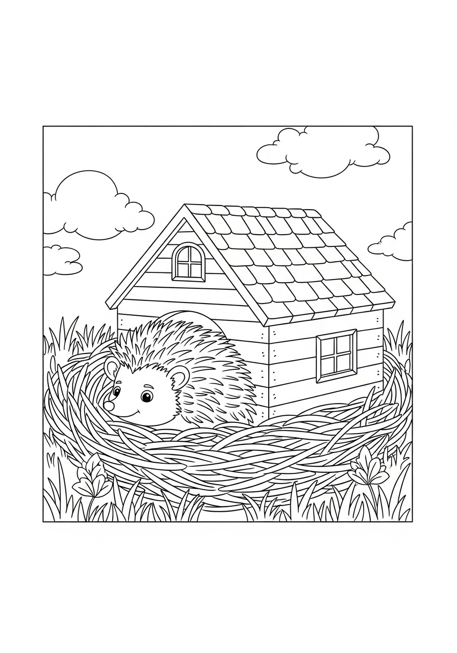 Desenho de Ouriço em Casa Fofa para colorir