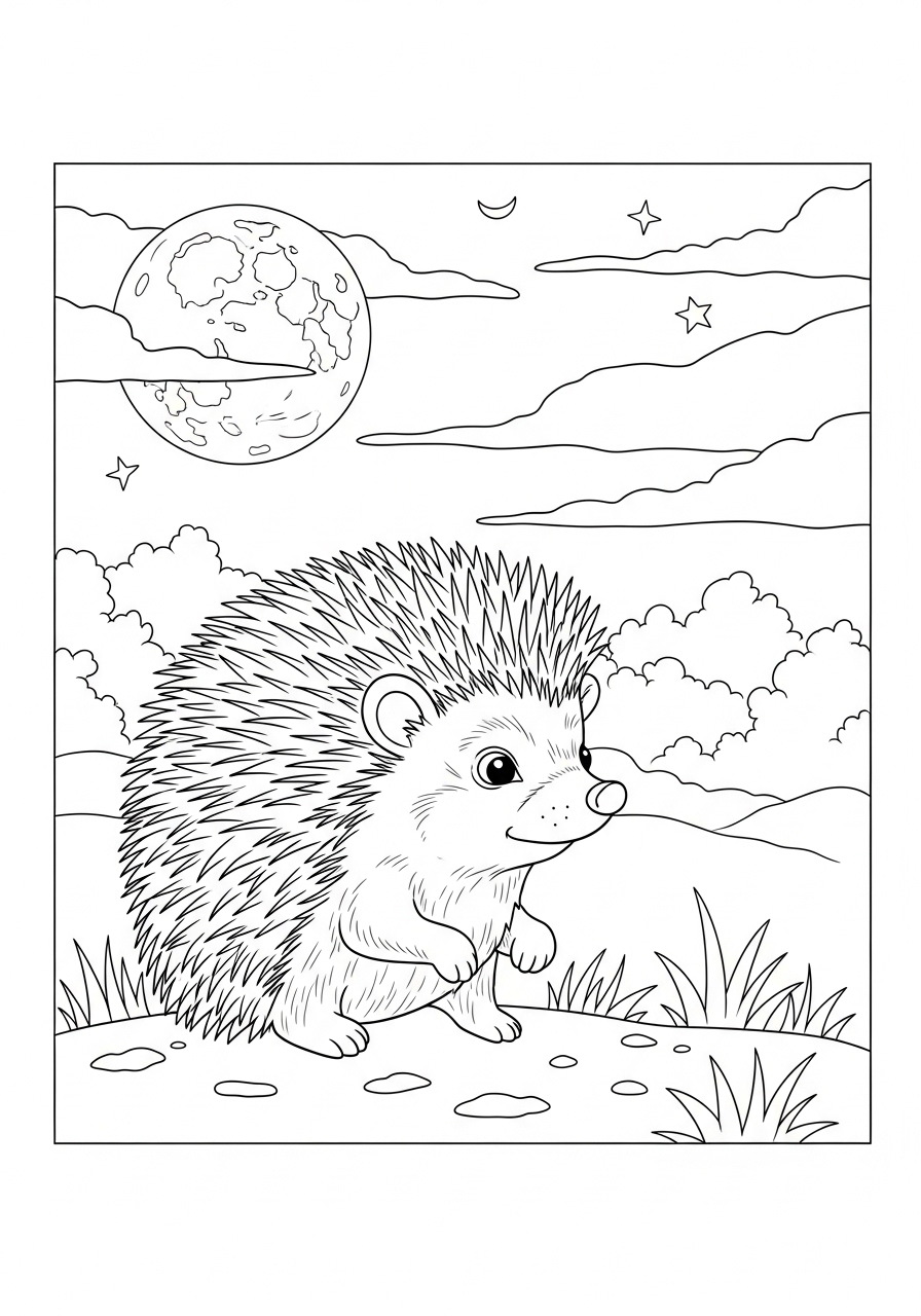 Desenho de Ouriço Realista para colorir