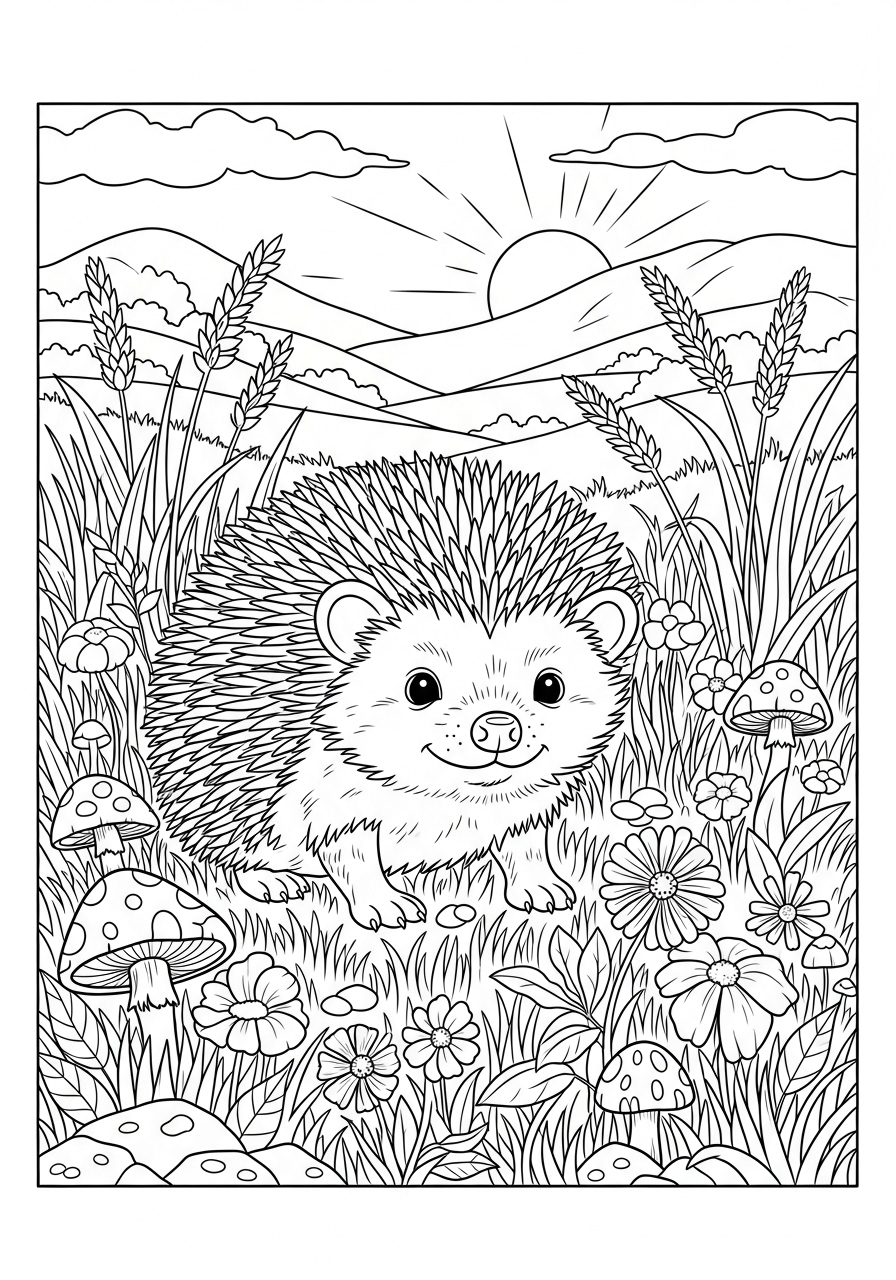 Desenho de Ouriço Realista para colorir