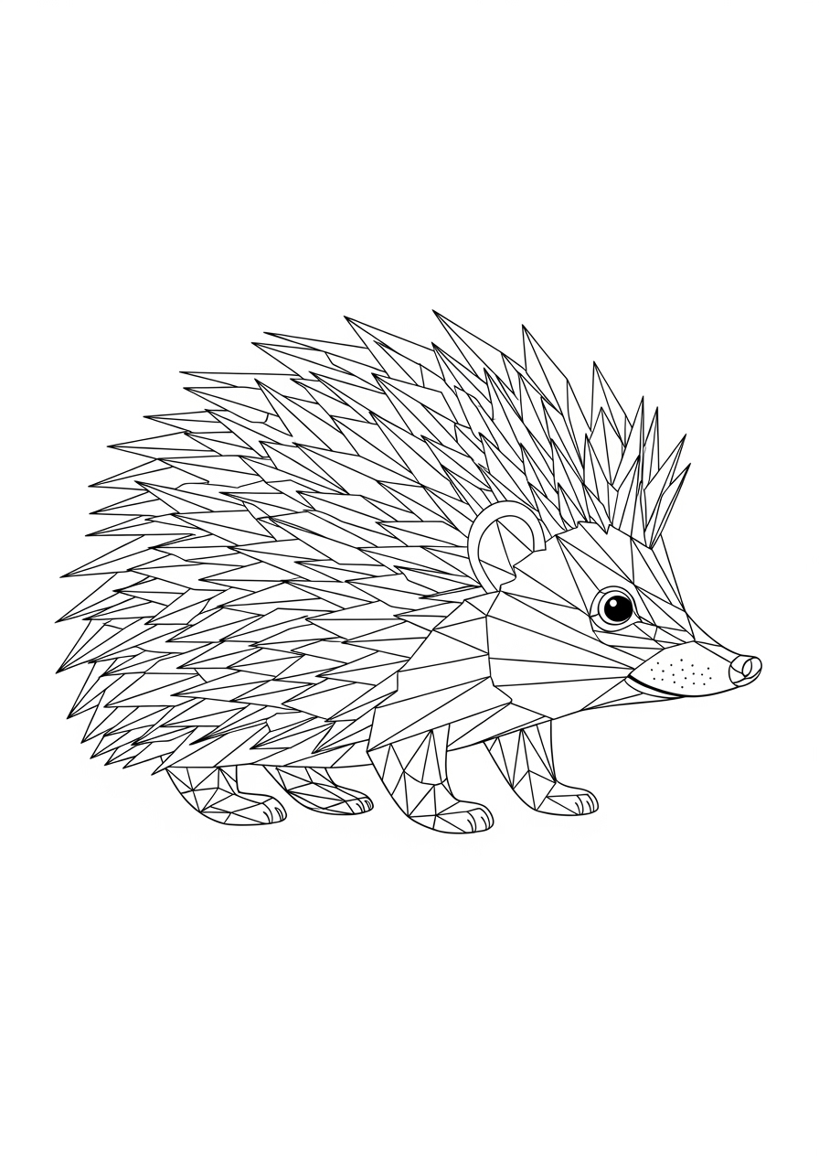 Desenho de Ouriço Geométrico para colorir