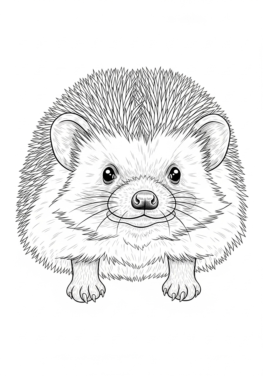 Desenho de Ouriço Realista para colorir