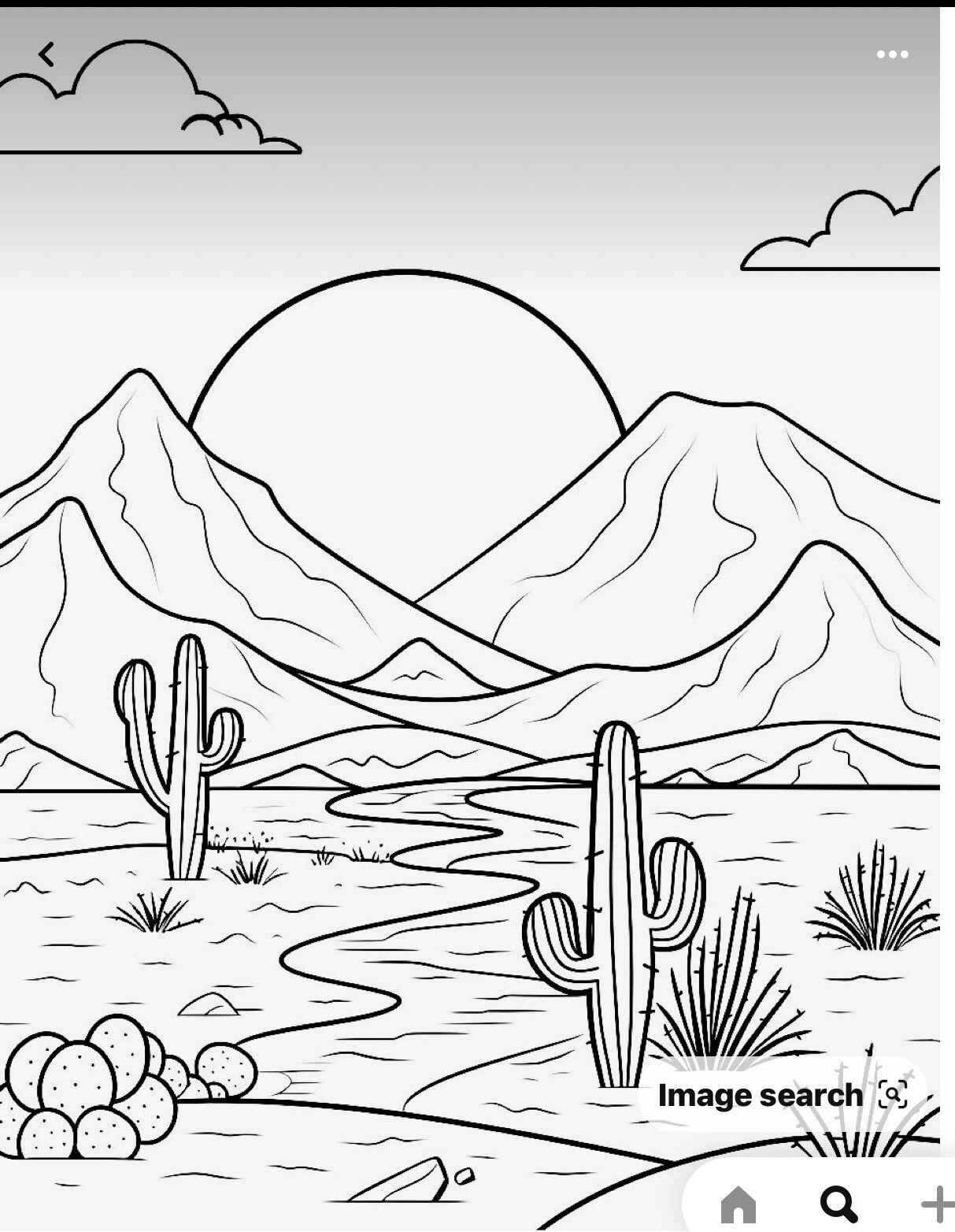 Desenho de Paisagem de deserto com cactos para colorir