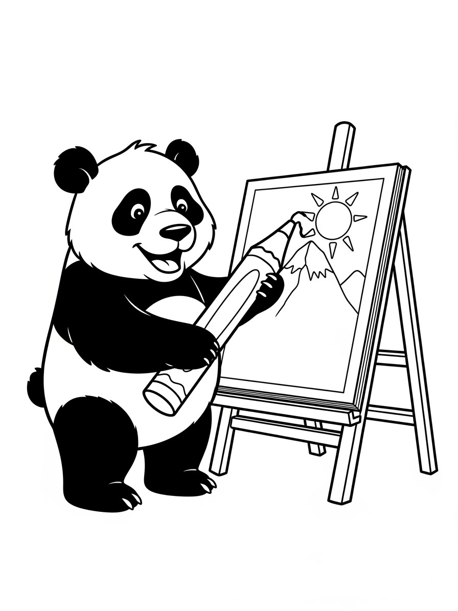 Desenho de Panda simpático a lápis para colorir