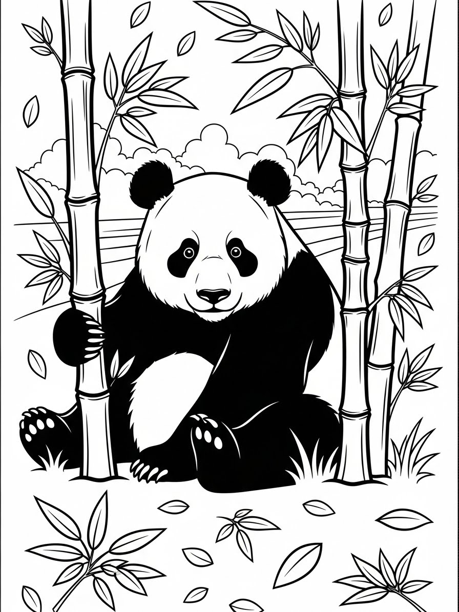 Desenho de Panda realista para colorir