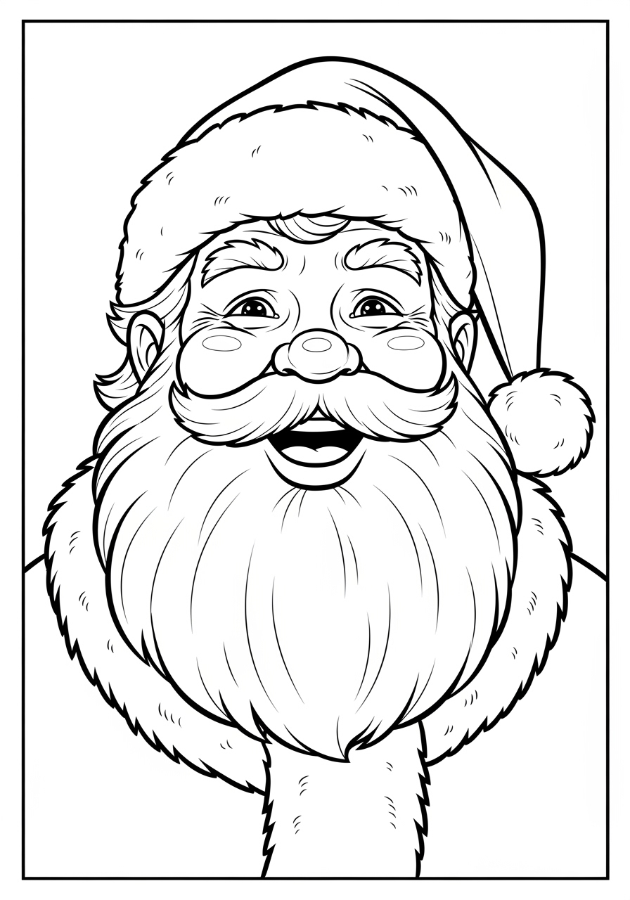 Desenho do Papai Noel sorridente com chapéu e barba longa