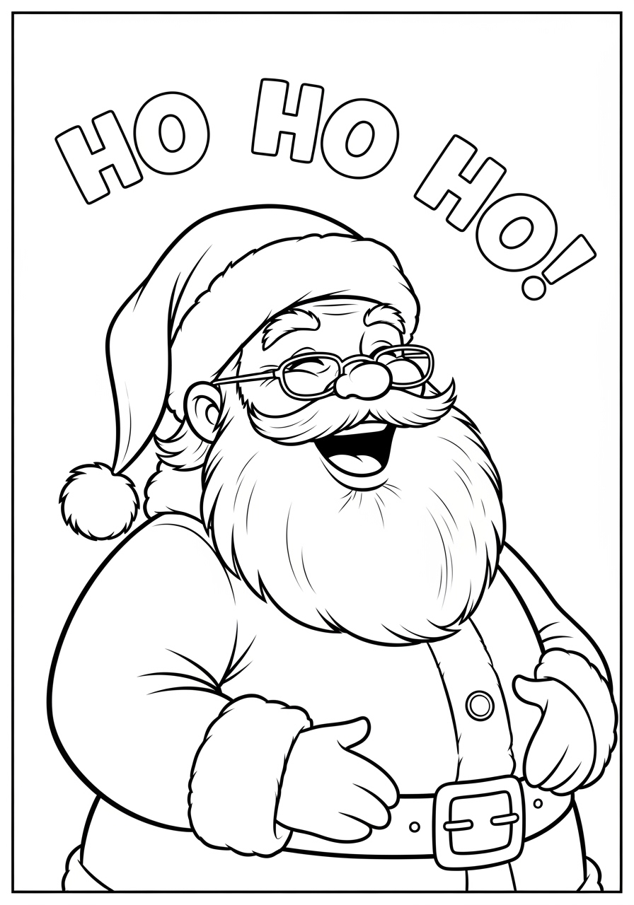 Desenho do Papai Noel sorridente com texto ho ho ho