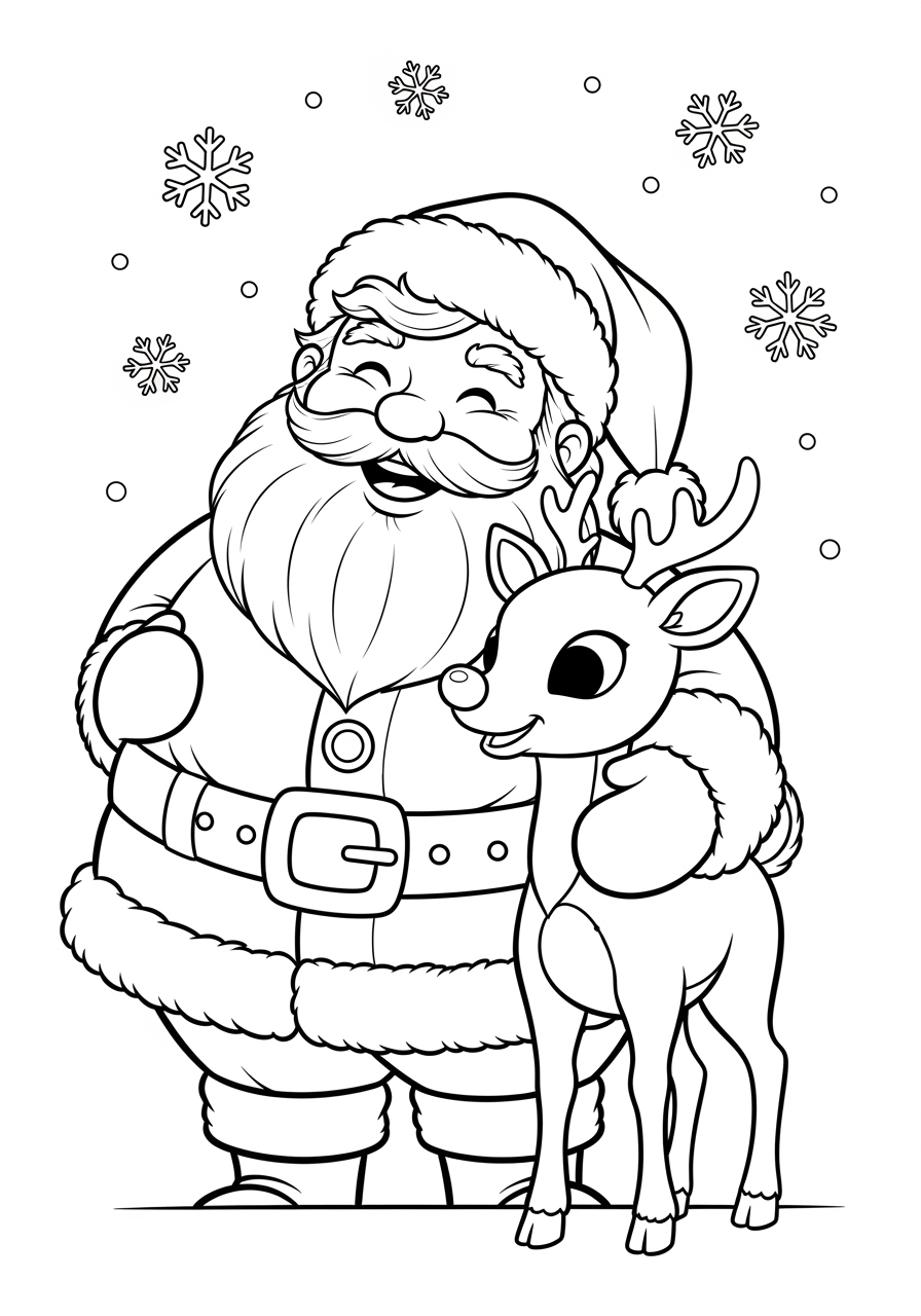 Desenho do Papai Noel ao lado de um renascimento para colorir