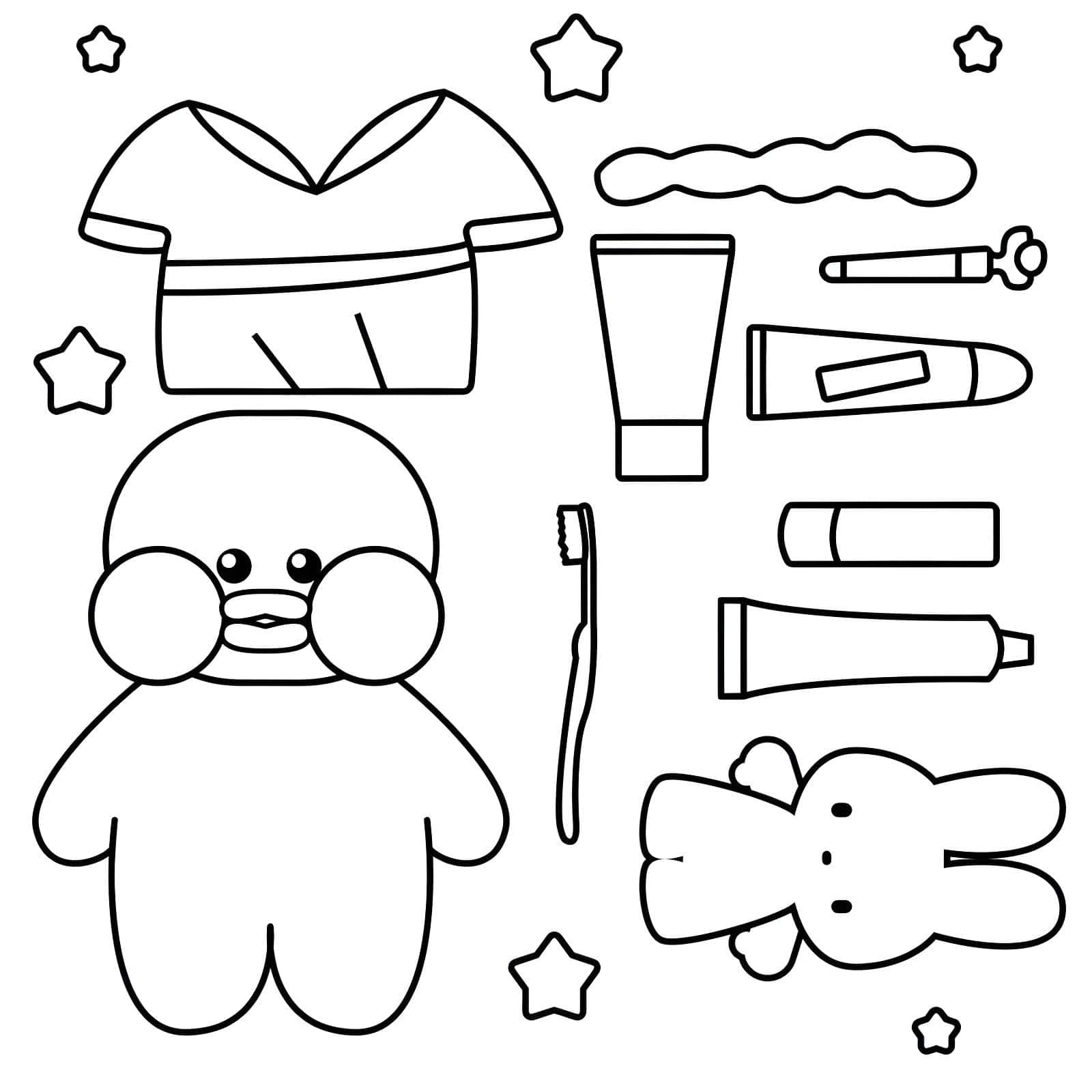 Paper Duck com roupas e acessórios para colorir e imprimir