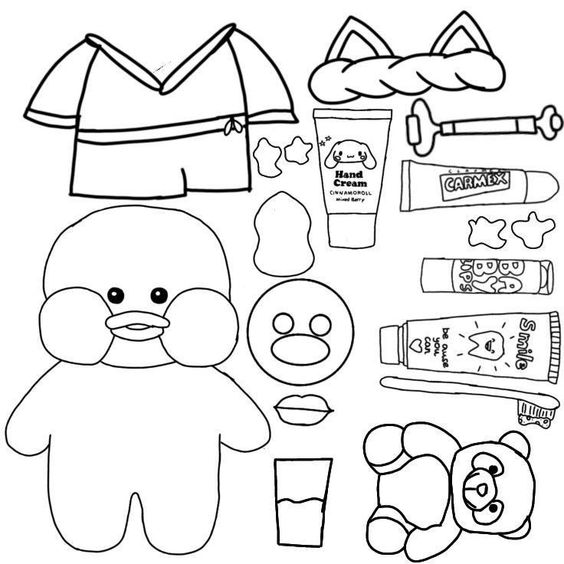 Paper Duck com roupas e acessórios para imprimir e colorir