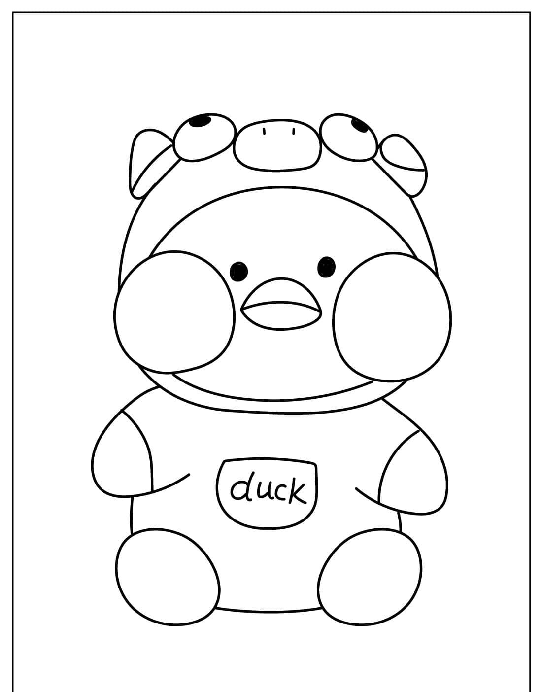 Paper Duck fofo vestindo roupas e acessórios para colorir