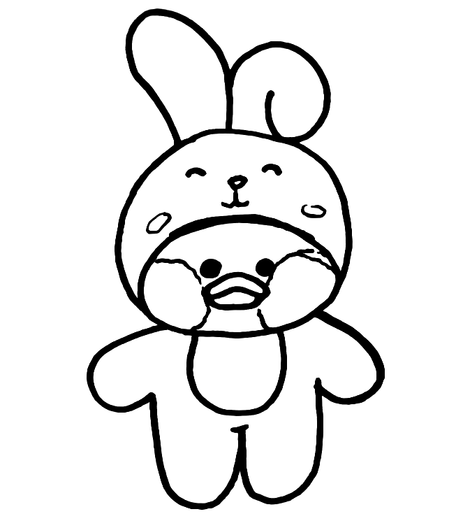 Paper Duck com fantasia de coelho para imprimir e colorir