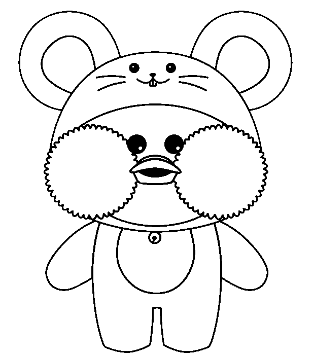 Paper Duck com orelhas grandes e bochechas fofas para colorir