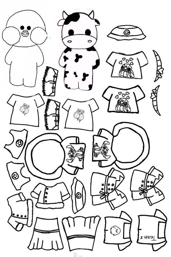 Paper Duck com roupas e acessórios prontos para colorir