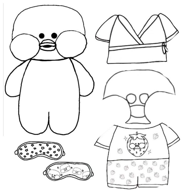 Paper Duck Fofo com roupas e acessórios para imprimir e colorir