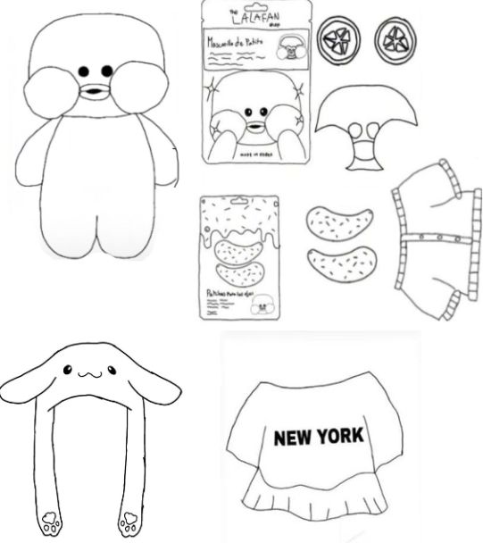 Paper Duck com acessórios e roupas para colorir e imprimir