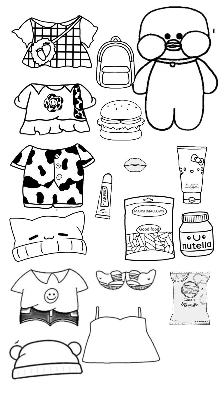 Paper Duck com roupas acessórios e itens para colorir e imprimir