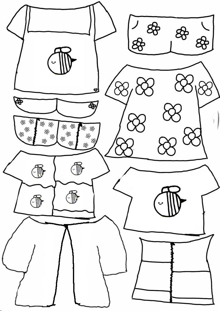 Paper Duck com várias opções de roupas para imprimir e colorir