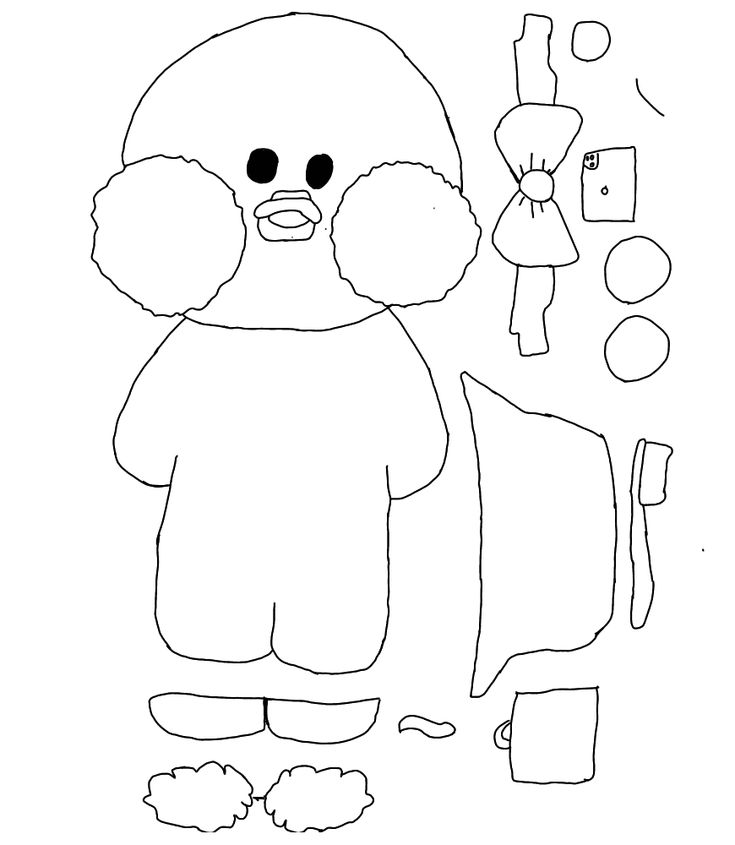 Paper Duck com roupas e acessórios para colorir e imprimir