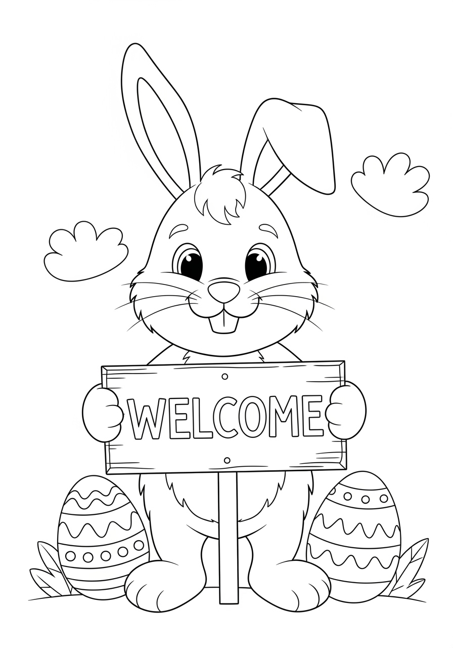 Desenho da Páscoa coelho e ovos para colorir