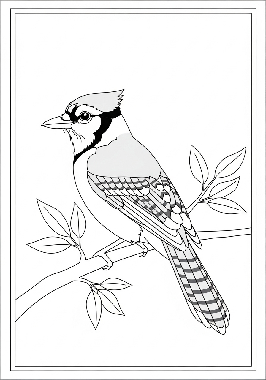 Desenho de Pássaro em galho para colorir