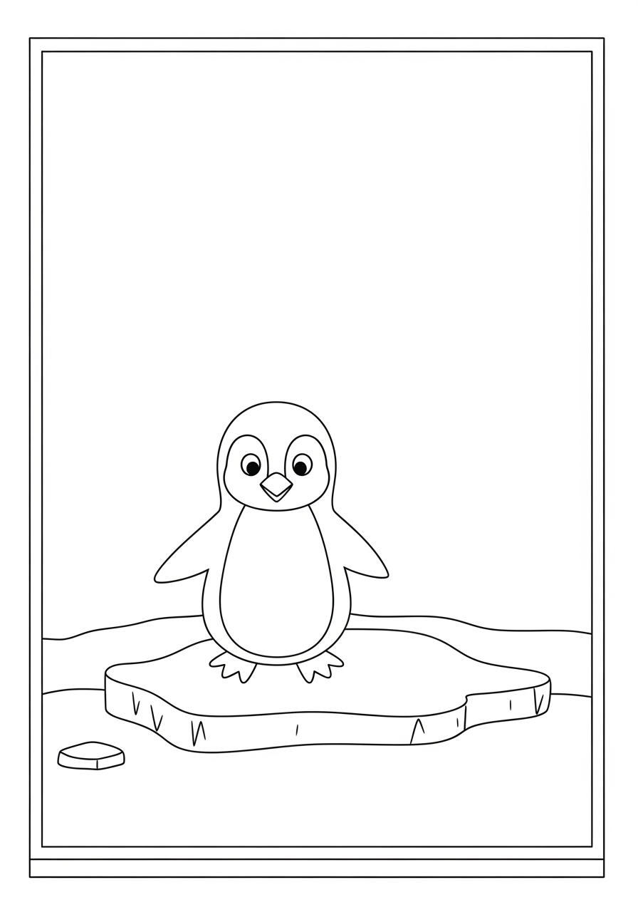 Desenho de Pinguim em gelo para colorir