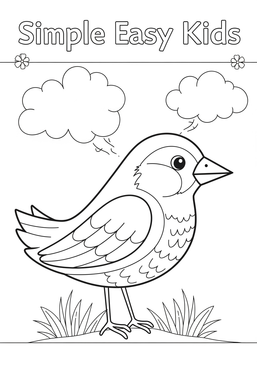 Desenho de Pássaro simpático e fofo para colorir