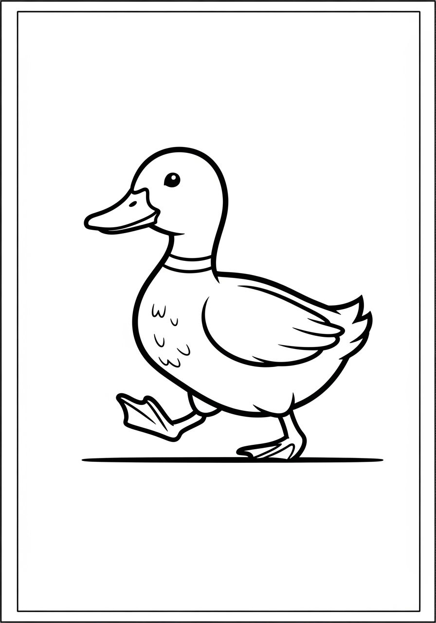 Desenho de Pato caminhando alegremente para colorir