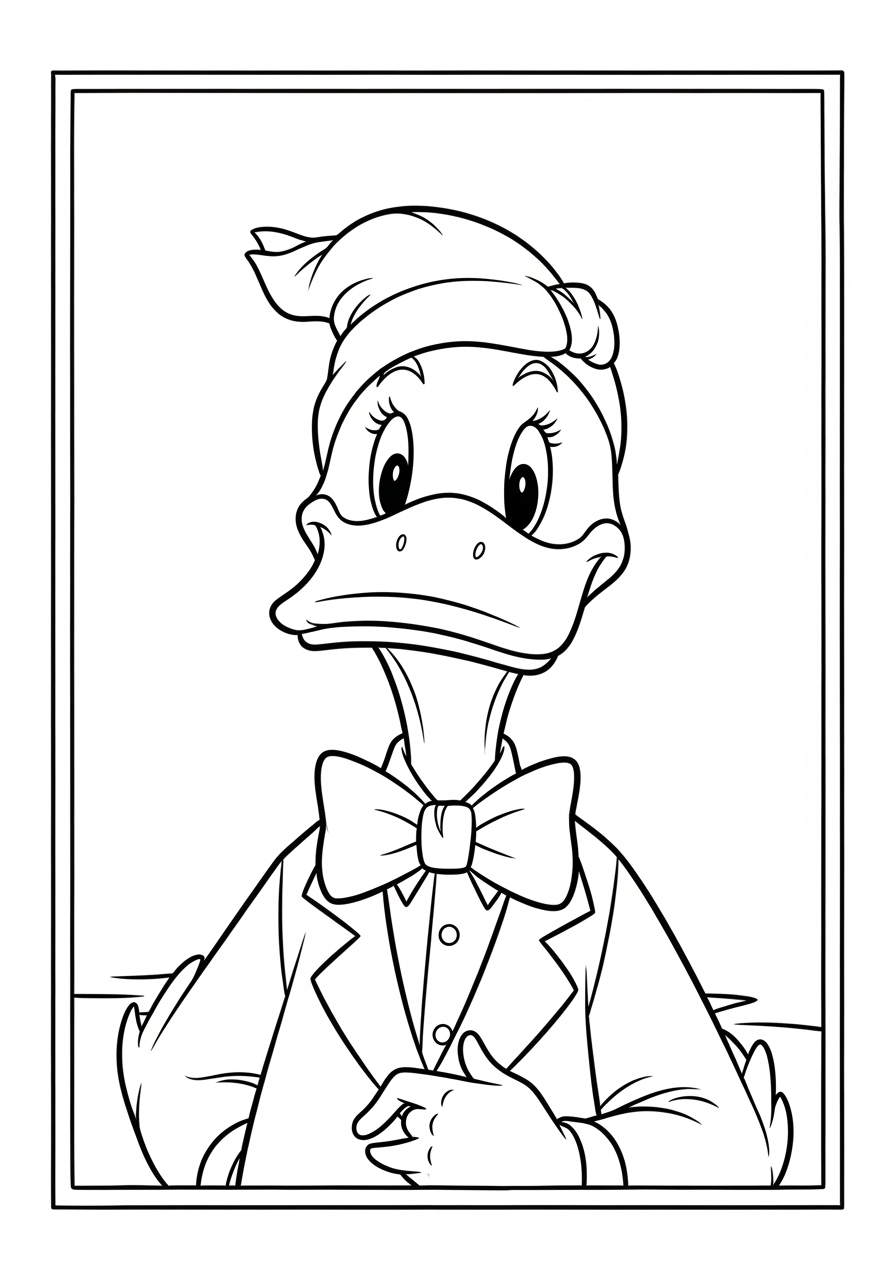 Desenho de Pato elegante com gravata para colorir