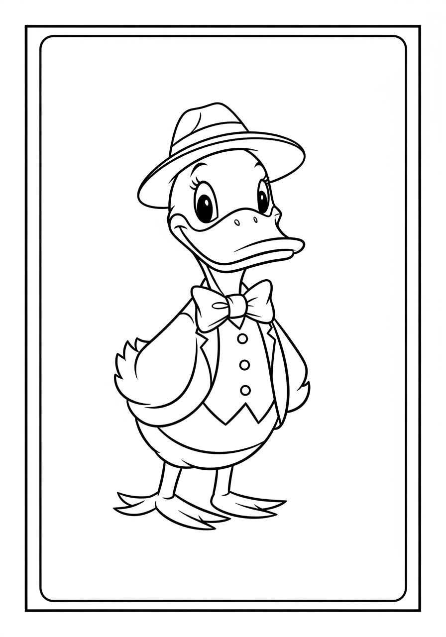Desenho de Pato elegante com chapéu para colorir