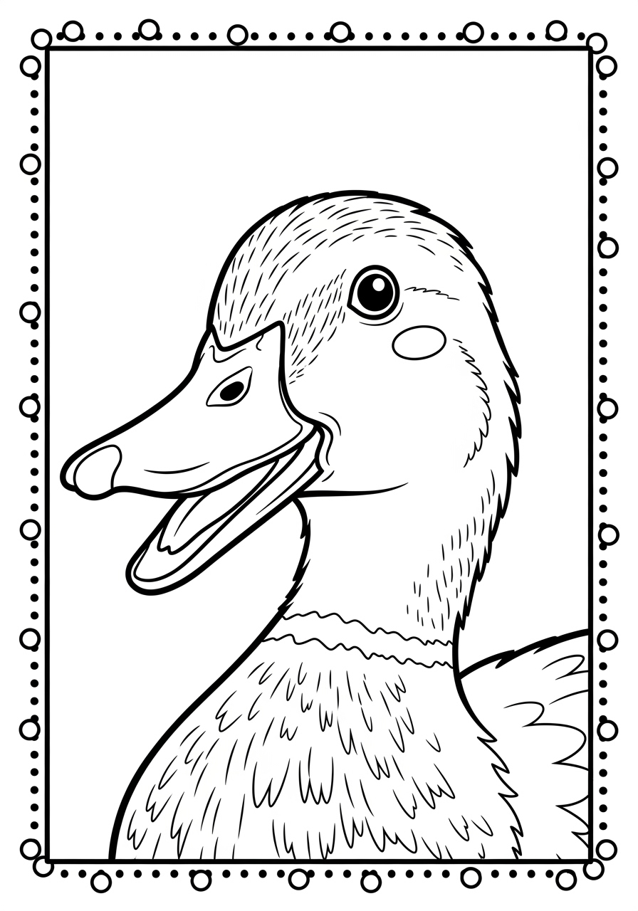 Desenho de rosto de pato em close para colorir