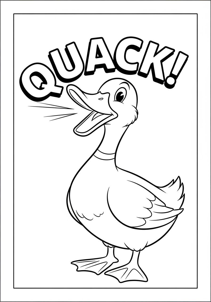 Desenho de Pato sorridente com som para colorir